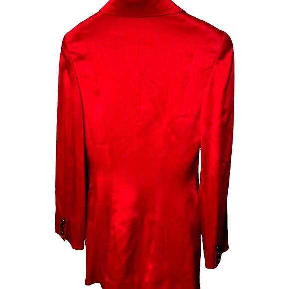 DANA BUCHMAN Womens (8) Ruby Red Silky Satin Blazer Jacket Lined - Picture 2 of 9